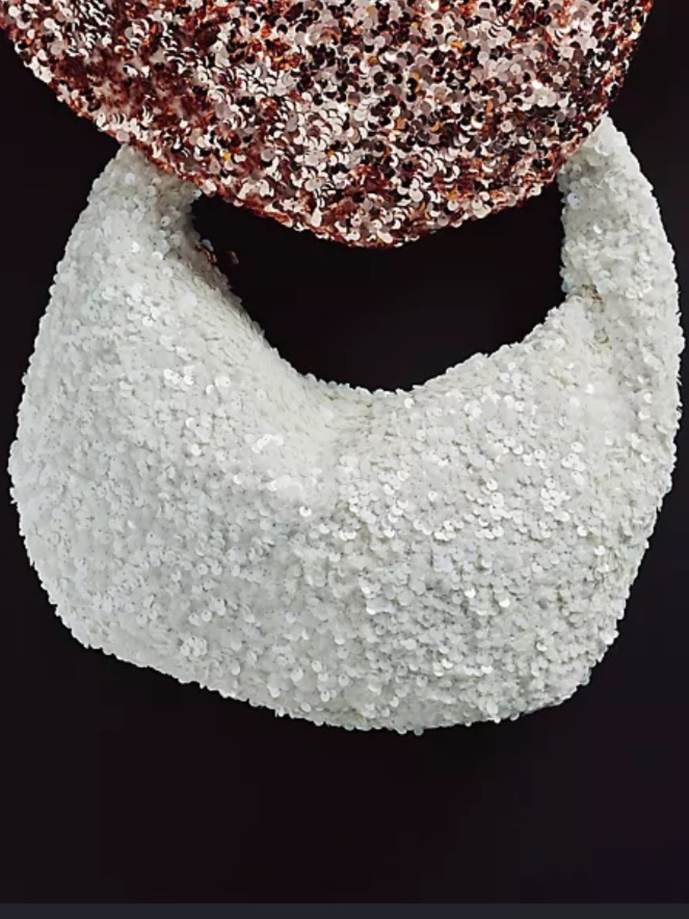 Anthropologie Paillette Sequin Crescent Bag White